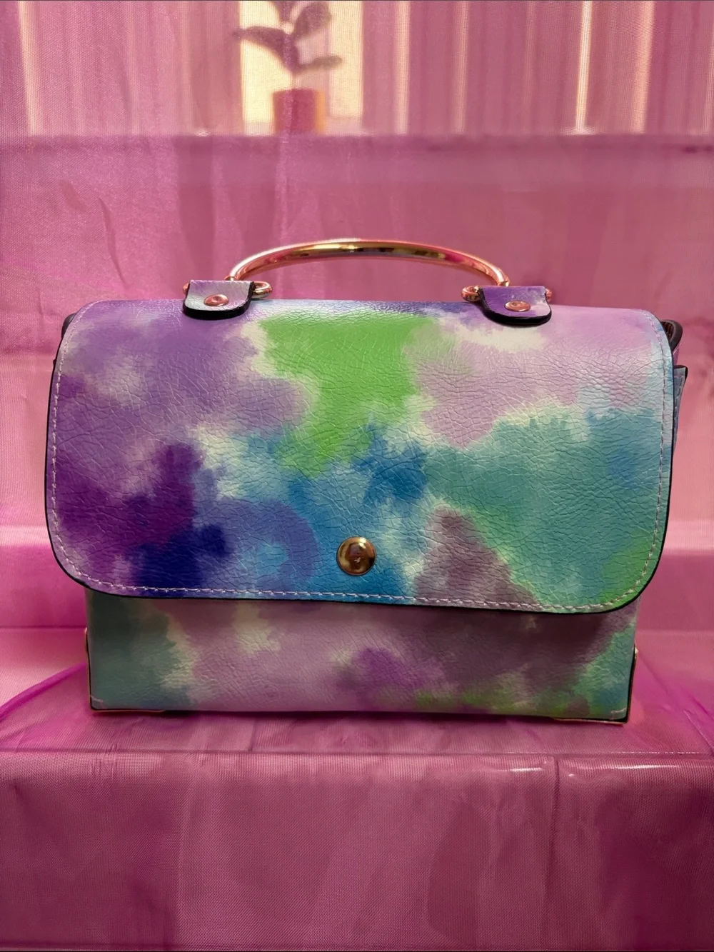 Multicolor Watercolor Print Top-Handle Women's Bag